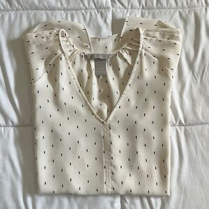 H&M Cream Blouse with Black Dots